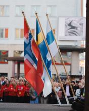 Flagg: Norge, Sverige og Finland.